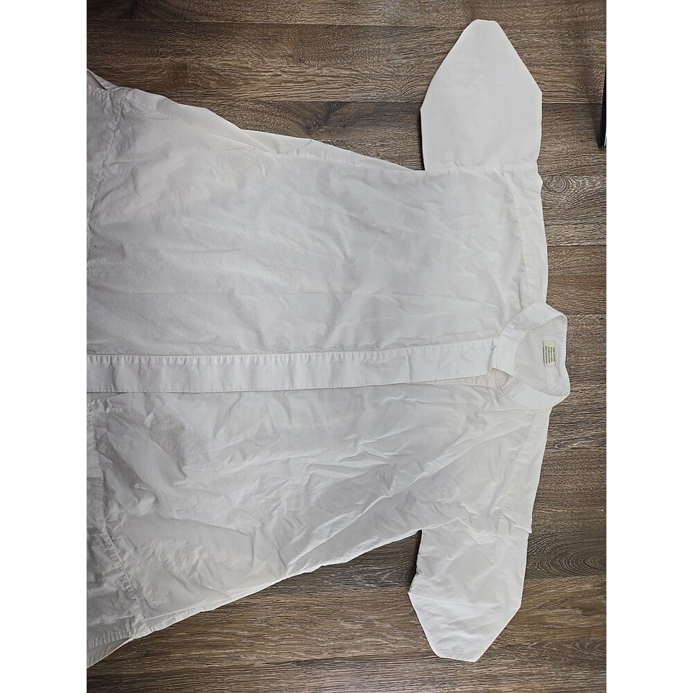 Julia Armory Women's Medium Ivory Shirt Dress Tunic Cotton Button Front Pockets - Picture 3 of 14